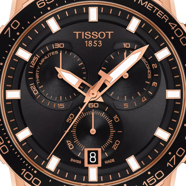 Montre Tissot Supersport Chrono PVD Or Rose Bracelet Cuir