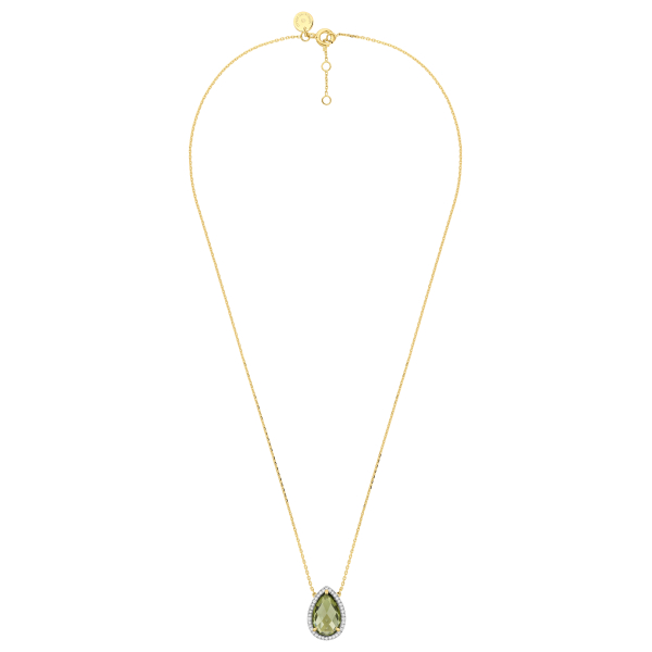 Collier Morganne Bello Alma Quartz Olive Diamants Or Jaune