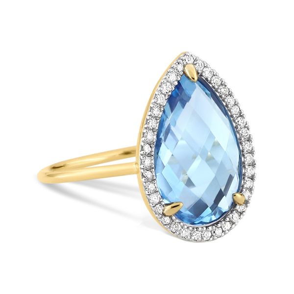 Bague Morganne Bello Alma Topaze Swiss Blue Diamants Or Jaune