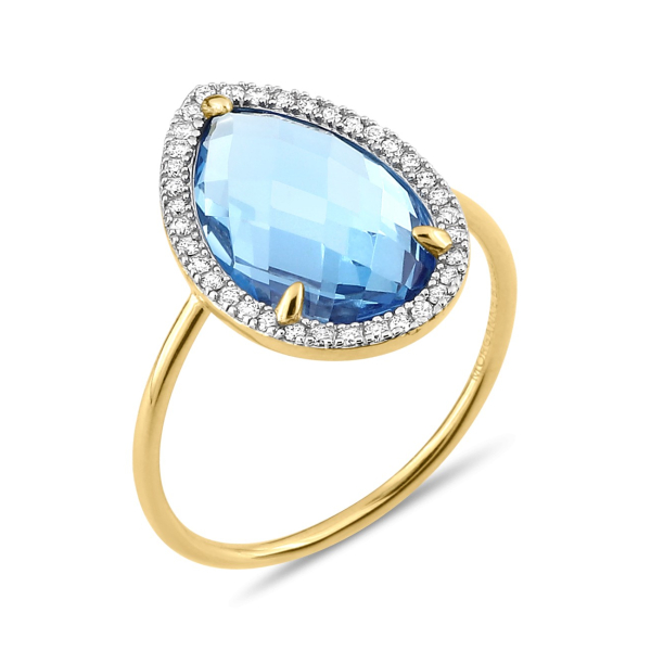 Bague Morganne Bello Alma Topaze Swiss Blue Diamants Or Jaune