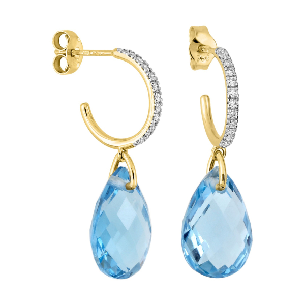 Boucles D'oreilles Morganne Bello Alma Or JauneTopaze Swiss Blue Diamants