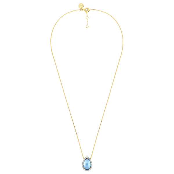 Collier Morganne Bello Alma Topaze Swiss Blue Diamants Or Jaune