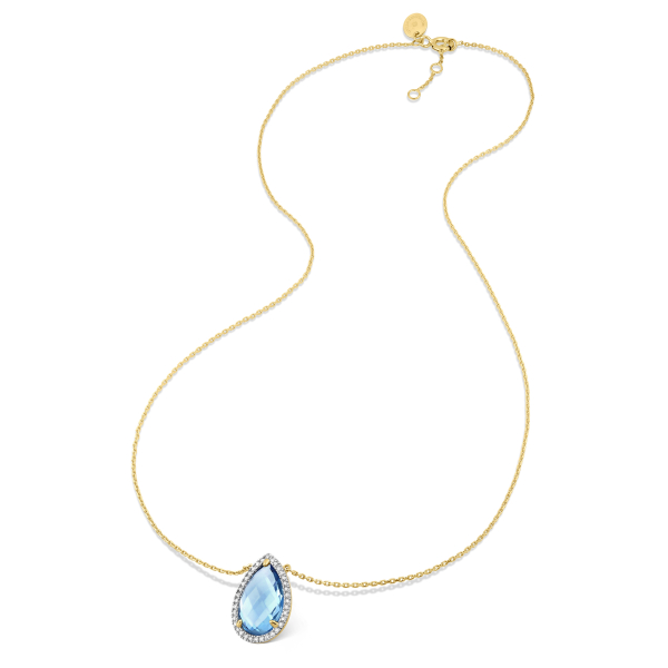 Collier Morganne Bello Alma Topaze Swiss Blue Diamants Or Jaune