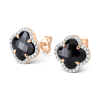 Puces D'oreilles Morganne Bello Victoria Or Rose Diamants Onyx