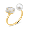 Bague Morganne Bello Victoria Perle Nacre Blanche Diamants Or Jaune