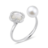 Bague Morganne Bello Victoria Perle Nacre Blanche Diamants Or Blanc