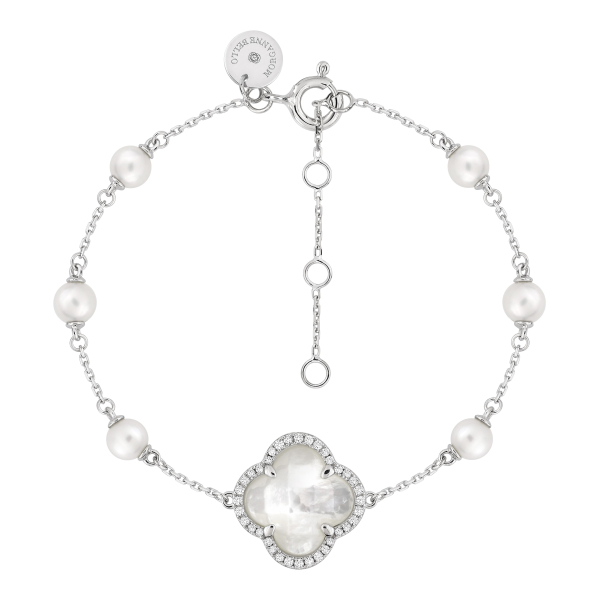 Bracelet Morganne Bello Victoria Perle Nacre Blanche Diamants Or Blanc