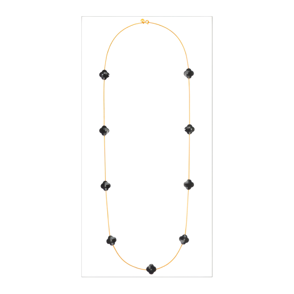 Collier Morganne Bello Or Jaune Trèfle Onyx