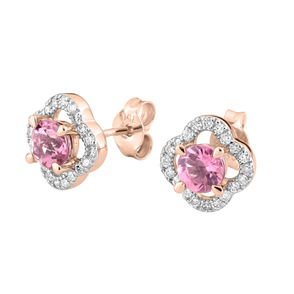 Puces D'oreilles Morganne Bello Tourmaline Or Rose Diamants 