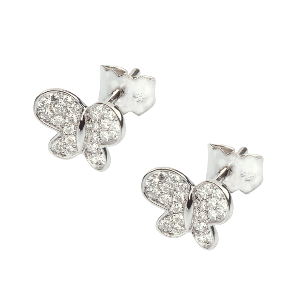 Puces D'oreilles Morganne Bello Papillon Or Blanc Diamants