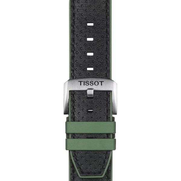 Bracelet Tissot caoutchouc vert et cuir noir 22mm