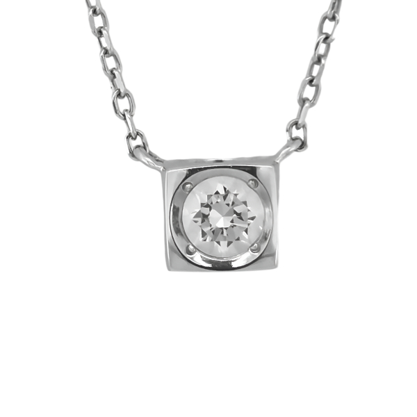 Collier Dinh Van Le Cube Or Blanc Et Diamant