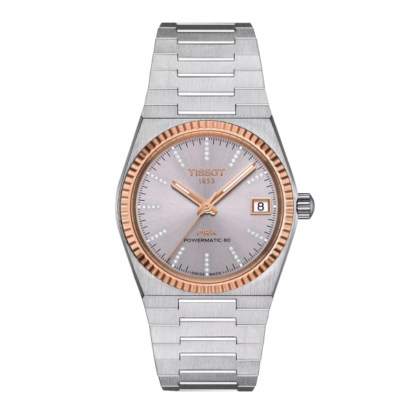 Montre Tissot PRX Powermatic 80 35mm Sertie Lunette Or Rose 18K