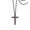 Collier Croix Mano J Titane 12 Diamants Noirs Or Rouge 9kt