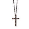 Collier Croix Mano J Titane 12 Diamants Noirs Or Rouge 9kt