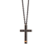 Collier Croix Mano J Titane 22 Diamants Noirs Or Rouge 9kt