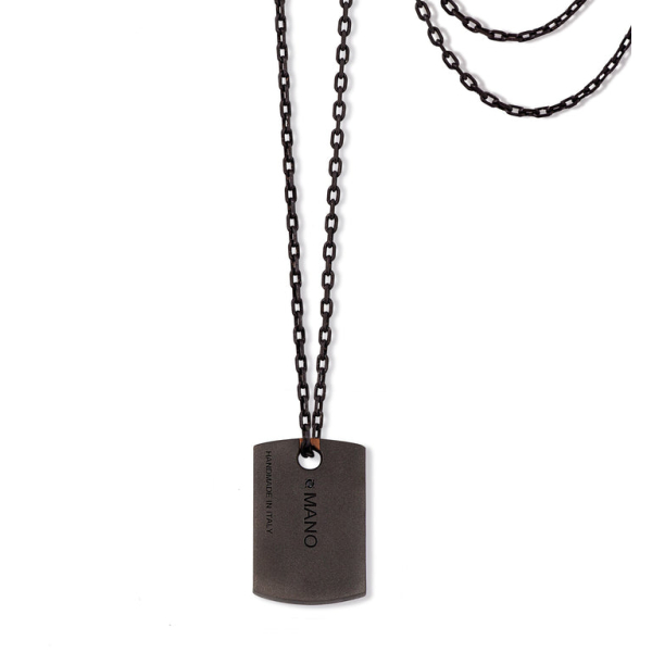 Collier Mano J Titane 22 Diamants Noirs Or Rouge 18kt