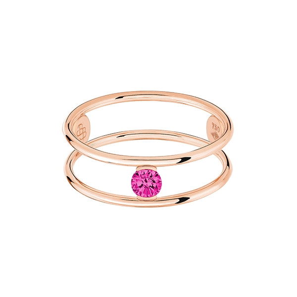 Bague La Brune & La Blonde Hula Hoop Or Rose Rubis 0.23ct