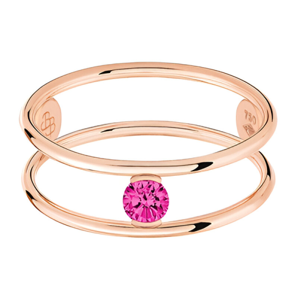 Bague La Brune & La Blonde Hula Hoop Or Rose Rubis 0.23ct