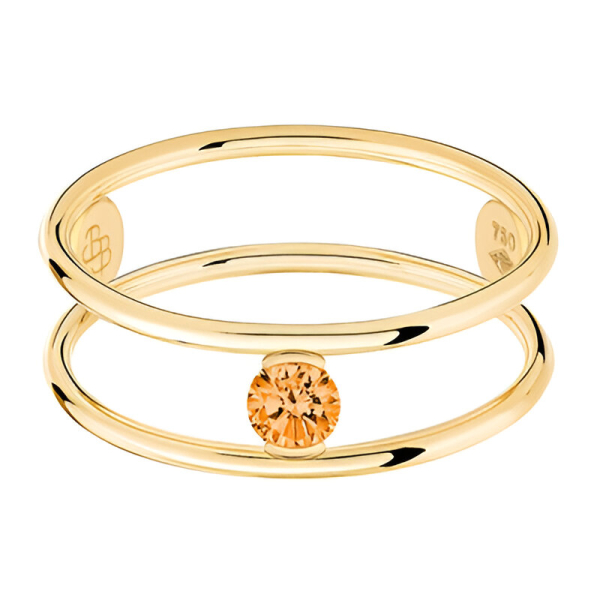 Bague La Brune & La Blonde Hula Hoop Or Jaune Saphir Orange 0.23ct