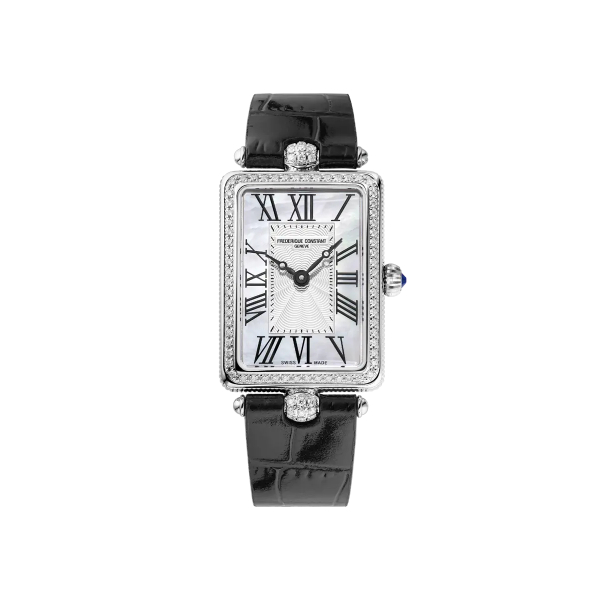 Montre Frederique Constant Classics Carrée Diamants Bracelet Cuir