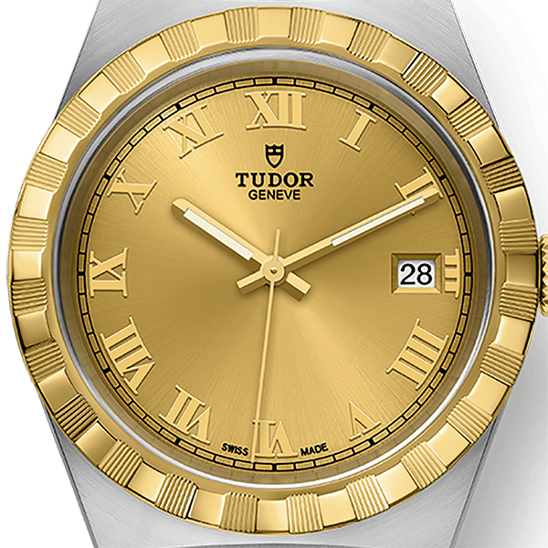 Montre Homme Tudor Royal 38mm Boîtier Acier Lunette Or Jaune