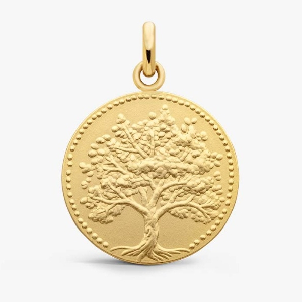 Médaille Arthus Bertand 18mm Arbre de Vie Relief Or Jaune Sablé