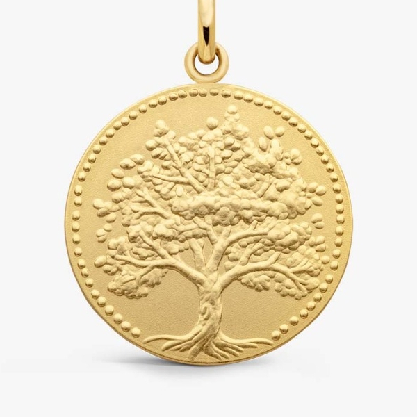 Médaille Arthus Bertand 23mm Arbre de Vie Relief Or Jaune Sablé