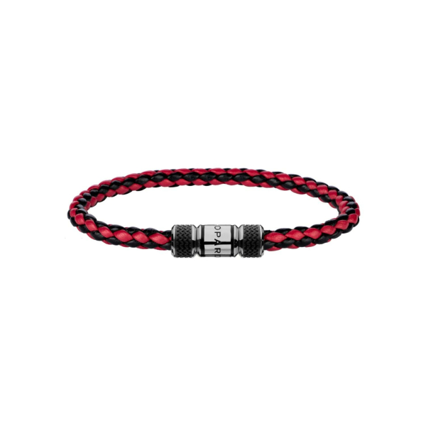 Bracelet Chopard Classic Racing en cuir rouge et noir et métal