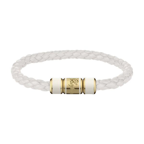 Bracelet Signature Chopard Cuir d'agneau blanc métal doré vieilli