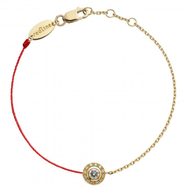 Bracelet fil rouge & chaîne Redline So Vip diamants 0.26 carat en serti clos or jaune