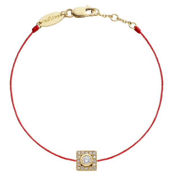 Bracelet fil rouge Redline So Vip Cube diamants 0.18 carat or jaune