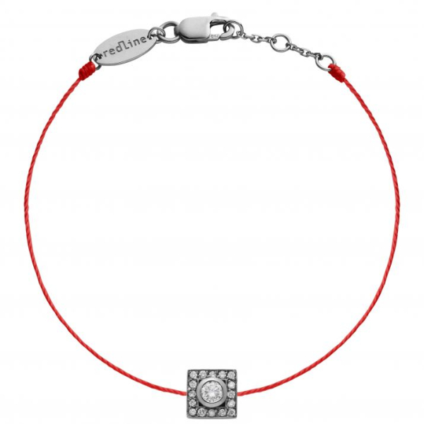 Bracelet fil rouge Redline So Vip Cube diamants 0.18 carat or noir