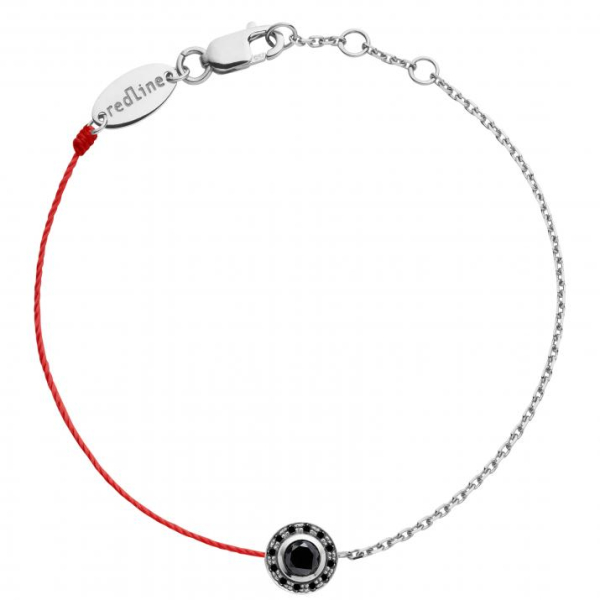 Bracelet fil rouge & chaîne Redline So Vip Kcolor diamants noirs 0.26 carat en serti clos or blanc