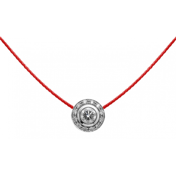 Collier fil rouge Redline So Vip diamants 0.26 carat en serti clos or blanc