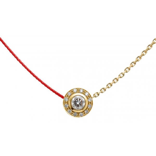 Collier fil rouge & chaîne Redline So Vip diamants 0.26 carat en serti clos or jaune