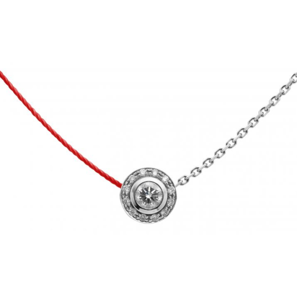 Collier fil rouge & chaîne Redline So Vip diamants 0.26 carat en serti clos or blanc