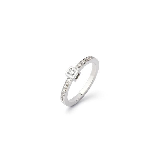 Bague Tom G Cube Or Blanc Diamants 0.23ct