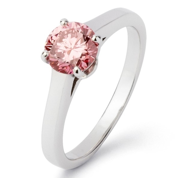 Bague Pépite Or Blanc Diamant Rose 1ct