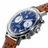 Montre Lip Rallye 39 Chrono Cadran Bleu Bracelet Cuir Brun