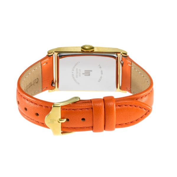 Montre Lip Churchill T18 Dorée Cadran Doré Cuir Orange