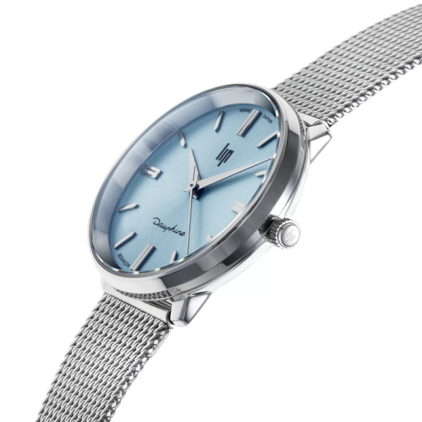 Montre Lip Dauphine 29 Acier Cadran Bleu Bracelet Métal