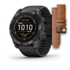 Montre Garmin Epix (Gen 2 Pro) 42mm Sapphire Carbon Gray DLC Titane Bracelet Cuir+Silicone