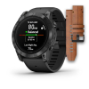 Montre Garmin Epix (Gen 2 Pro) 42mm Sapphire Carbon Gray DLC Titane Bracelet Cuir+Silicone