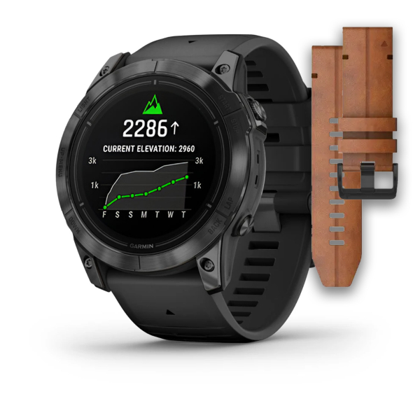 Montre Garmin Epix (Gen 2 Pro) 42mm Sapphire Carbon Gray DLC Titane Bracelet Cuir+Silicone