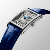 Montre Longines DolceVita Cadran Argenté Flinqué Bracelet Cuir Bleu