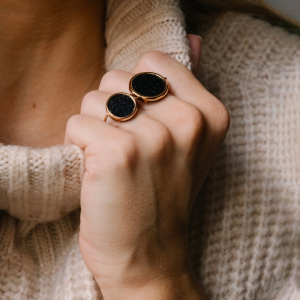 Bague Ginette NY Baby Disc Ring Blue Sandstone