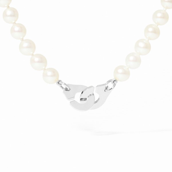 Collier Dinh Van Menottes R10 Or Blanc & Perles