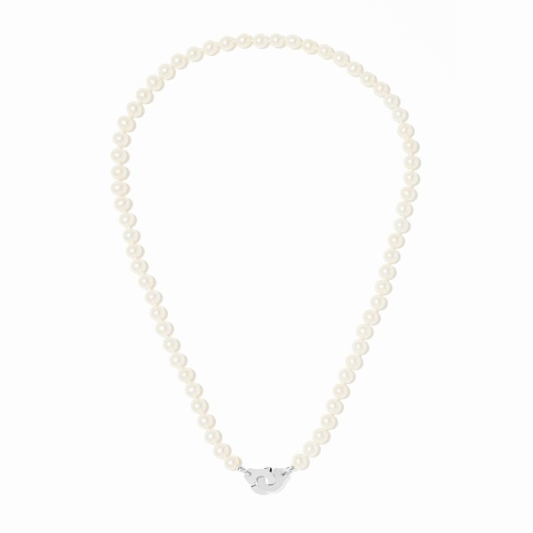 Collier Dinh Van Menottes R10 Or Blanc & Perles