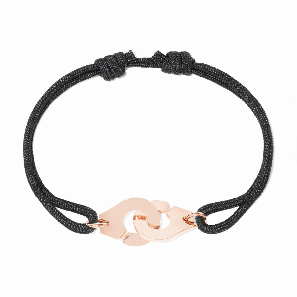 Bracelet Menottes R12 Sur Cordon Or Rose Dinh Van